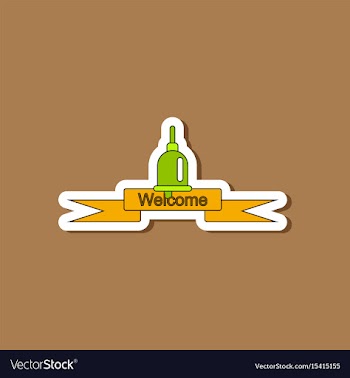 Paper sticker on stylish background school bell vector image