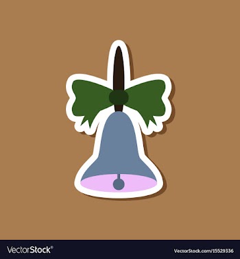 Paper sticker on stylish background school bell vector image