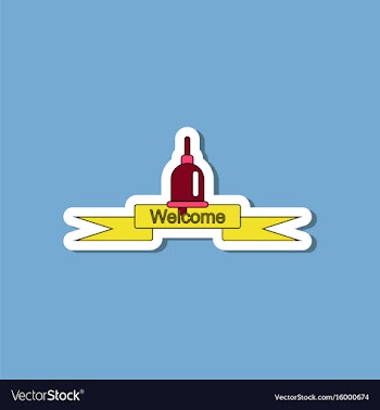 Paper sticker on stylish background school bell vector image