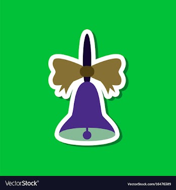 Paper sticker on stylish background school bell vector image