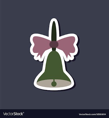 Paper sticker on stylish background school bell vector image