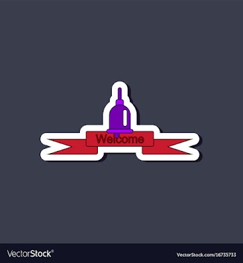 Paper sticker on stylish background school bell vector image