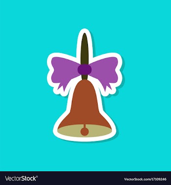 Paper sticker on stylish background school bell vector image