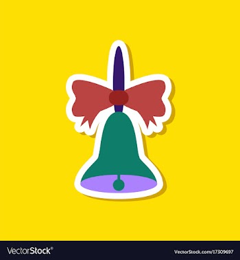 Paper sticker on stylish background school bell vector image