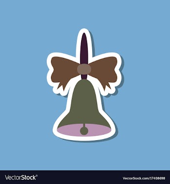 Paper sticker on stylish background school bell vector image
