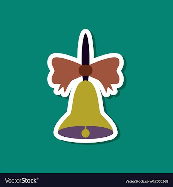 Paper sticker on stylish background school bell vector image