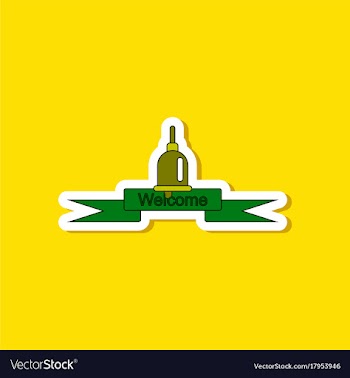 Paper sticker on stylish background school bell vector image
