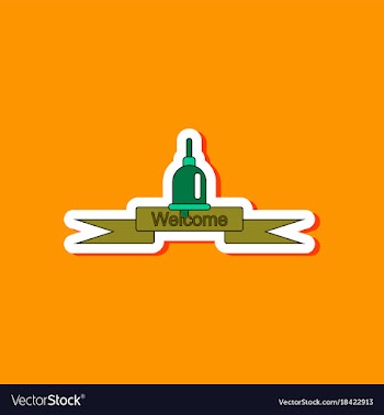 Paper sticker on stylish background school bell vector image