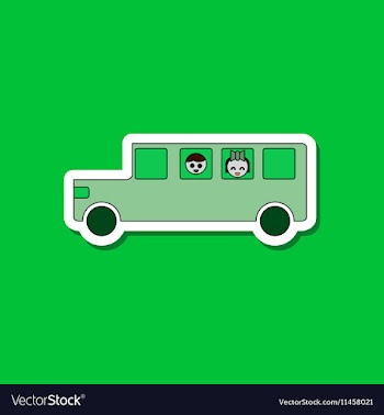 Paper sticker on stylish background school bus vector image