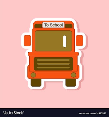 Paper sticker on stylish background school bus vector image