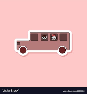 Paper sticker on stylish background school bus vector image
