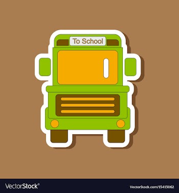 Paper sticker on stylish background school bus vector image
