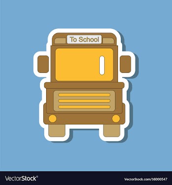 Paper sticker on stylish background school bus vector image
