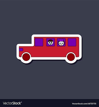 Paper sticker on stylish background school bus vector image