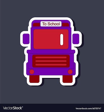 Paper sticker on stylish background school bus vector image