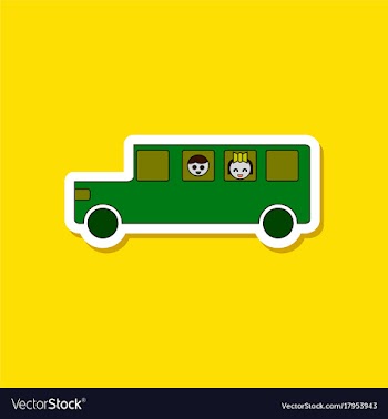 Paper sticker on stylish background school bus vector image