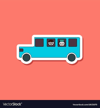 Paper sticker on stylish background school bus vector image