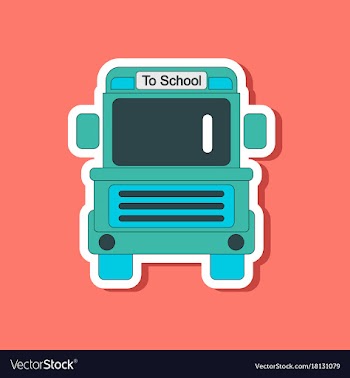 Paper sticker on stylish background school bus vector image