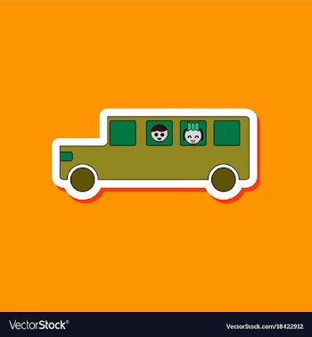 Paper sticker on stylish background school bus vector image