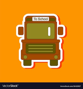Paper sticker on stylish background school bus vector image