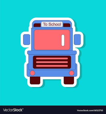 Paper sticker on stylish background school bus vector image