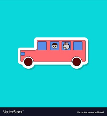 Paper sticker on stylish background school bus vector image