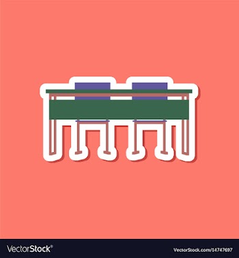 Paper sticker on stylish background school desk vector image