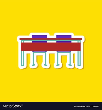 Paper sticker on stylish background school desk vector image