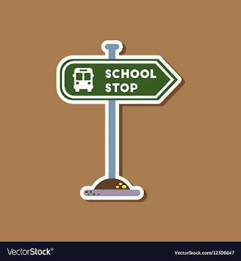 Paper sticker on stylish background school stop vector image