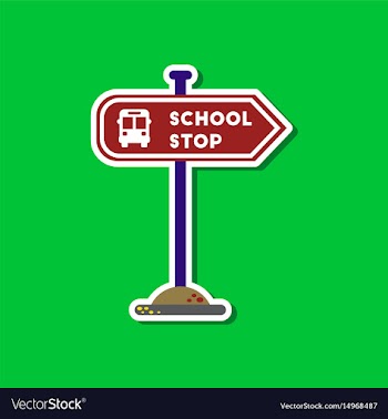 Paper sticker on stylish background school stop vector image