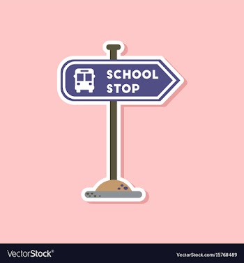 Paper sticker on stylish background school stop vector image