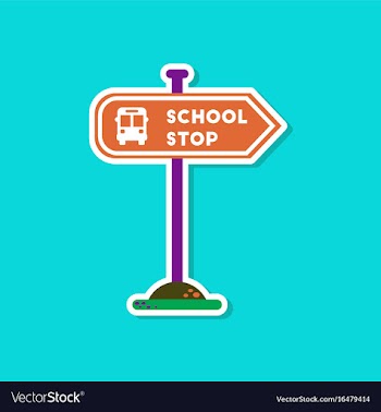 Paper sticker on stylish background school stop vector image