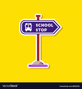 Paper sticker on stylish background school stop vector image