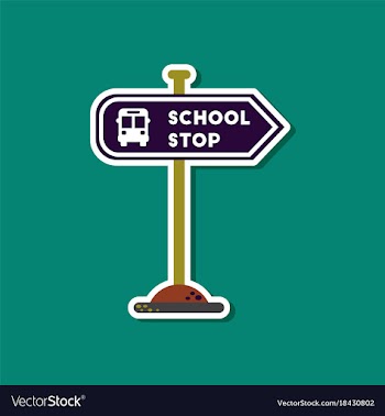 Paper sticker on stylish background school stop vector image