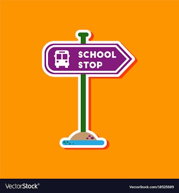 Paper sticker on stylish background school stop vector image