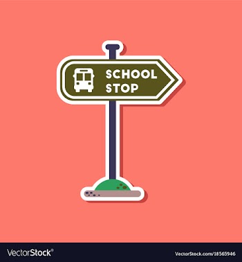 Paper sticker on stylish background school stop vector image