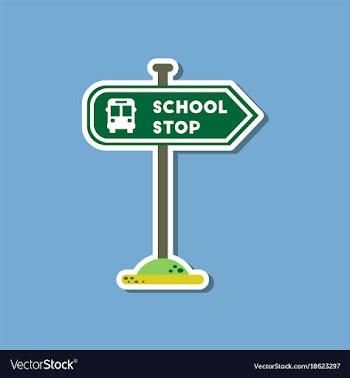 Paper sticker on stylish background school stop vector image