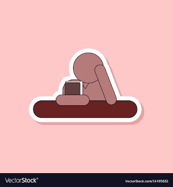 Paper sticker on stylish background schoolboy vector image