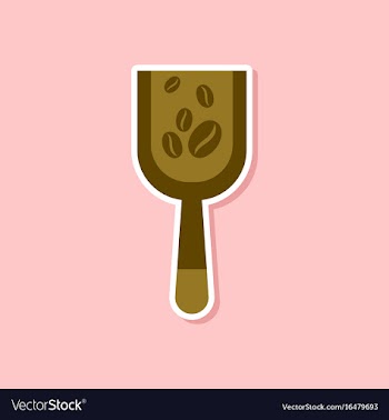 Paper sticker on stylish background scoop coffee vector image