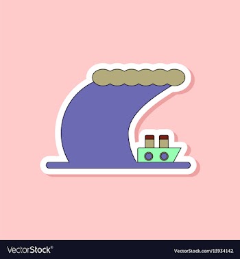 Paper sticker on stylish background ship storm vector image