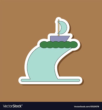 Paper sticker on stylish background ship storm vector image