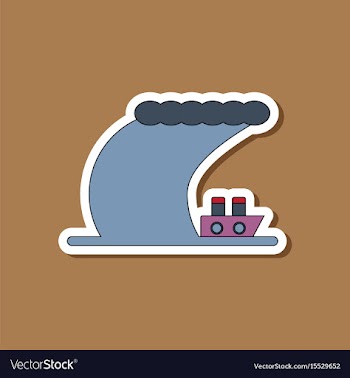 Paper sticker on stylish background ship storm vector image