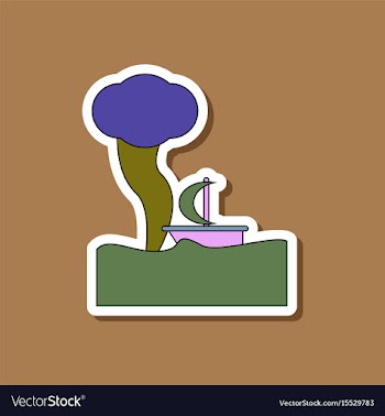 Paper sticker on stylish background ship storm vector image