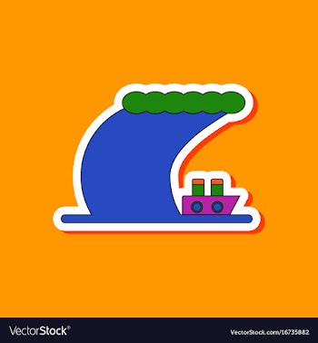 Paper sticker on stylish background ship storm vector image