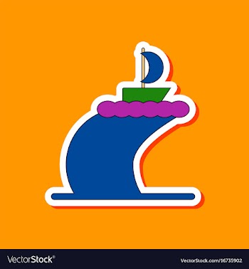 Paper sticker on stylish background ship storm vector image