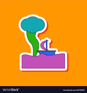 Paper sticker on stylish background ship storm vector image