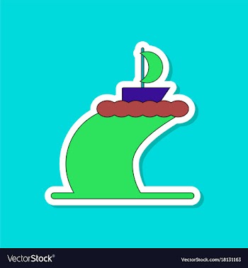 Paper sticker on stylish background ship storm vector image