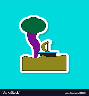 Paper sticker on stylish background ship storm vector image