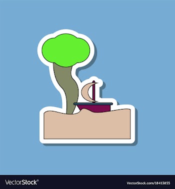 Paper sticker on stylish background ship storm vector image