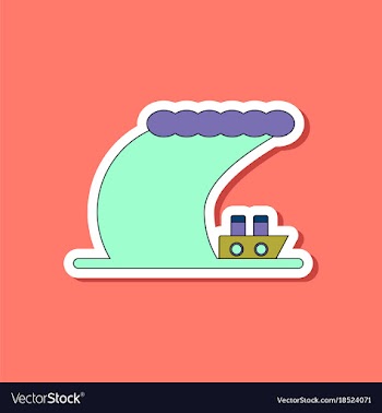 Paper sticker on stylish background ship storm vector image